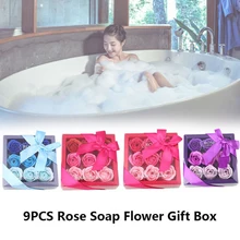 9 шт. романтическая Подарочная коробка мыло для ванной Модное новое мыло в форме розы Лепесток Рождественский подарок ароматизированный День святого Валентина для свадьбы