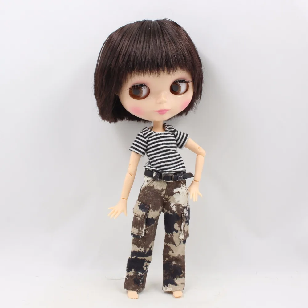 Кукла ICY DBS Blyth boy body BL0312 темно коричневые короткие волосы для суставов тела белая