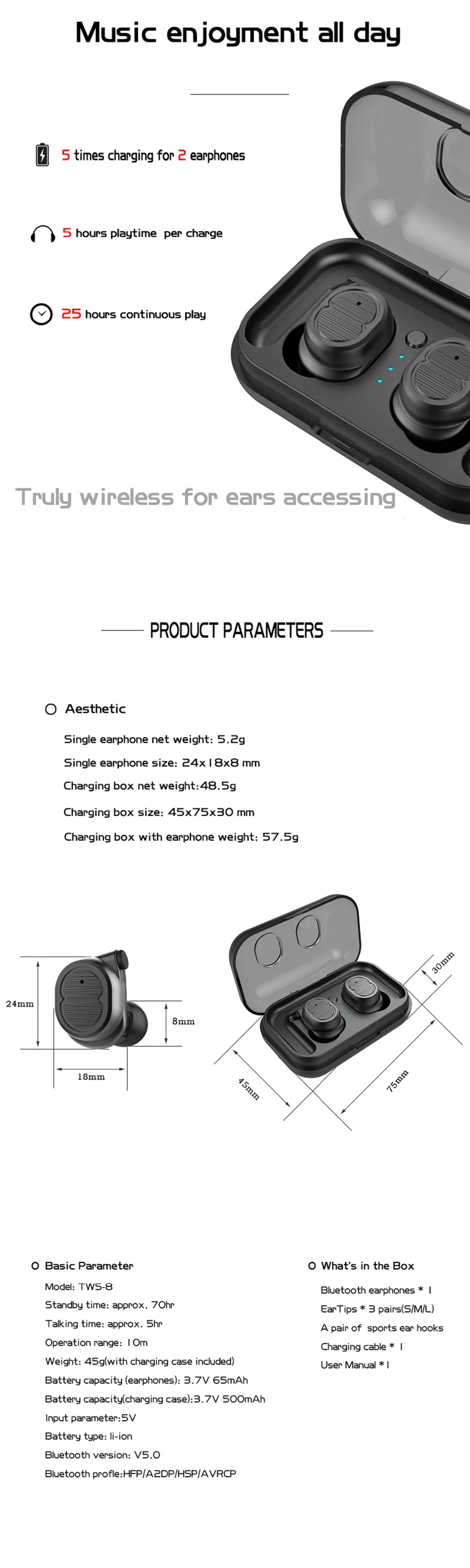 Joinrun TWS-8, беспроводные Bluetooth наушники, гарнитура, настоящие наушники, бас, Bluetooth 5,0, стерео, 3d гарнитура с зарядным устройством