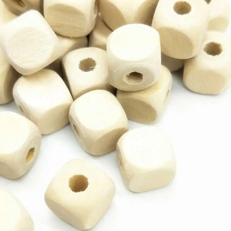 

Bracelet Jewelry Making DIY 8/10mm 50pcs/lot Natural Wood Beads Square Baby Kids Toys&Pacifier Clip Spacer Beading for Necklace