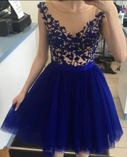 Vestidos Coctel 2016 Elegante Scoop Cocktailkleid Appliques Party Kleid Benutzerdefinierte Robe de Cocktail vestido de festa