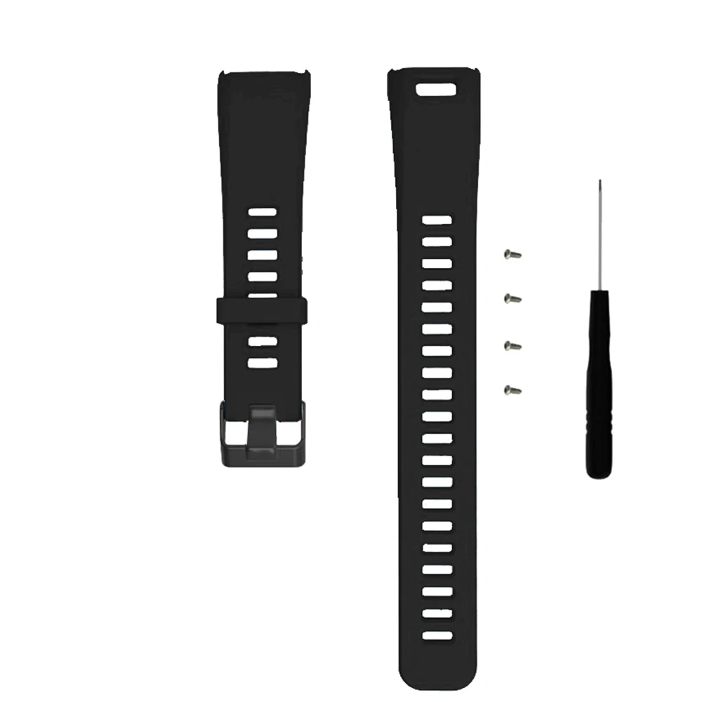 Мягкий силиконовый сменный спортивный ремешок для спортивного выпуска, регулируемый браслет с застежкой для Garmin Vivosmart HR, браслет на запястье, ремешок 1 - Цвет: Черный
