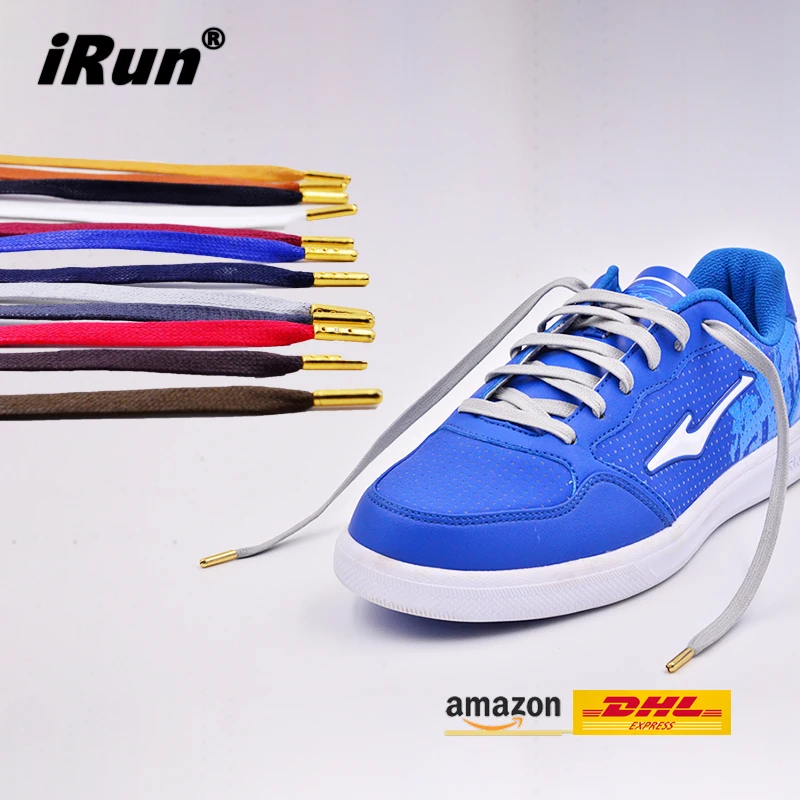 7MM Flat Premium Waxed Cotton Bootlaces Sneaker Shoelace Canvas Gold Tips Shoe Laces All sizes