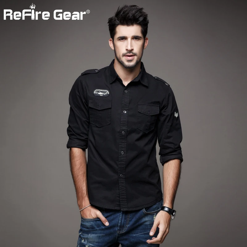 Рубашка мужская Армейская с длинным рукавом|military shirt men|military shirtbrand men |