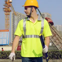 Светоотражающие безопасности Поло футболка Высококачественная Мужская дышащая ткань с короткими рукавами для строительства добыча
