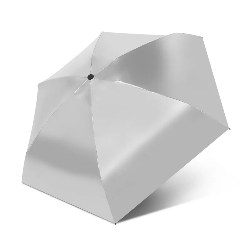 YADA Titanium Silver Light Mini Umbrella Rainy Five Pocket Folding Umbrella For Women Men Anti-UV Round Handle Umbrellas YD170