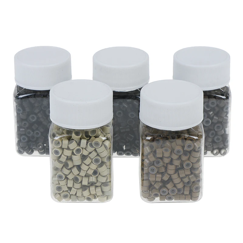 5Colors 500Pcs/lot Hair Silicone Ring/Links/Beads Micro Crimp Beads Micro Bead For Hair Extensions