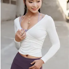 CretKoav, новинка, женская рубашка для йоги, сексуальная, открытая, с длинным рукавом, Спортивная футболка, можно спереди и сзади, две вещи, Женская повязка, футболка