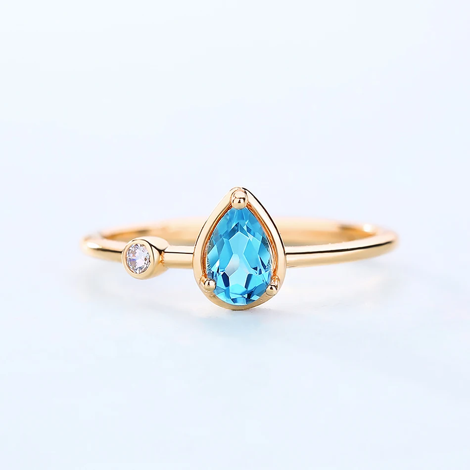 ALLNOEL Solid 925 Sterling Silver Gold Ring For Women 100% Natural Blue Topaz Heart Gemstone Stacking Rings Luxury DIY Jewelries (5)