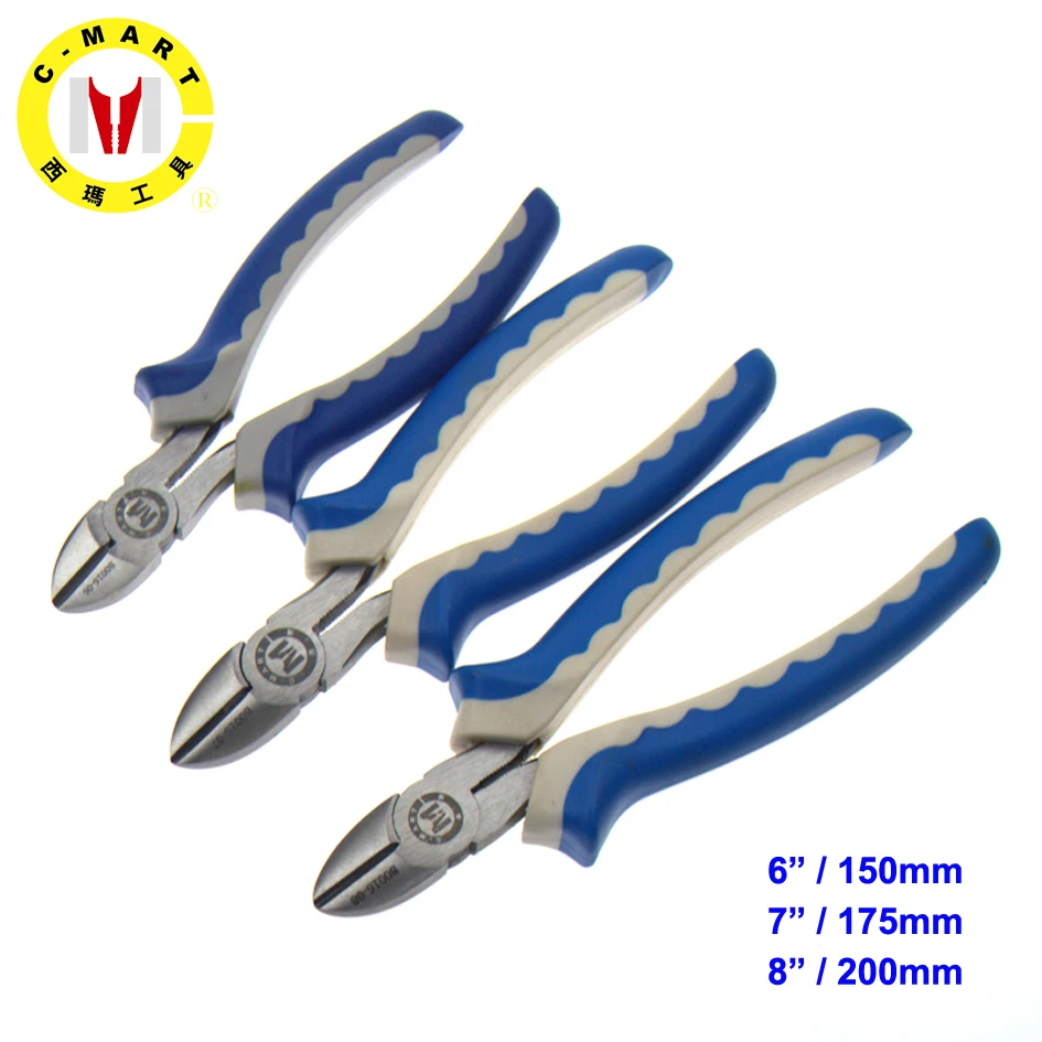 

C-mart tools 6"/7"/ 8" diagonal cutting pliers nipper scissors sharp cutter shears clipper sinpper B0016 crimpring pliers