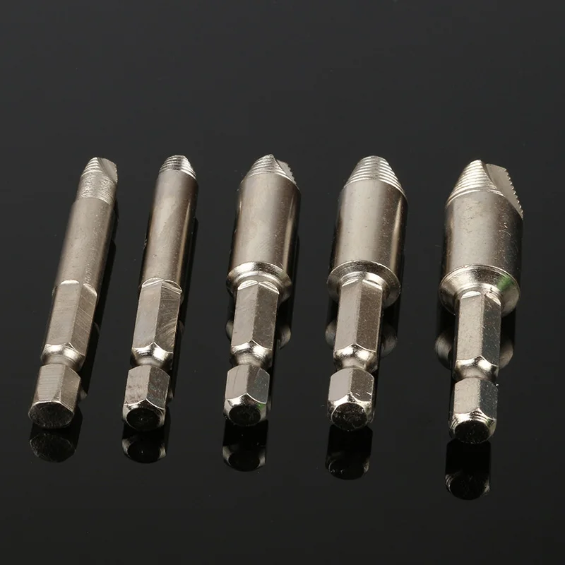 5pcs Screw Extractor Drill Bits Guide Broken Damaged Bolt Remover Center Drill Bits Easy Out #0 #1 #2 #3 #4