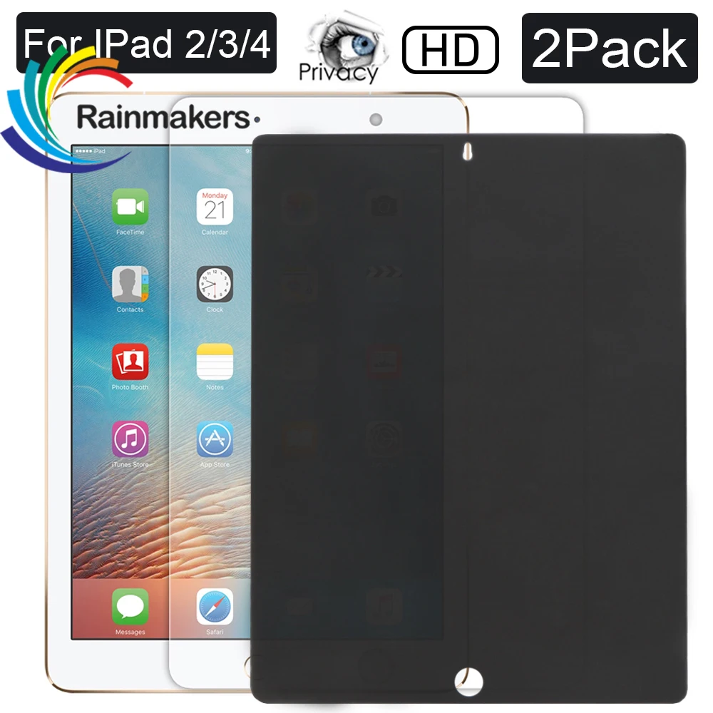 

[2Pack] Privacy Screen Protector Tempered Glass Film For Apple iPad 2/3/4 9.7" Scratch Resistant/High Definition/Case Friendly