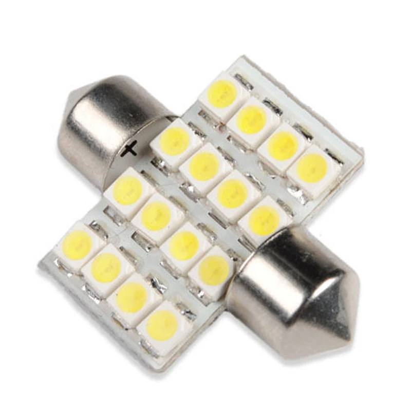 

2016 Hot 1X White 31mm 16 SMD 1210 LED Car Interior Festoon Light Lamp Bulb DC 12V