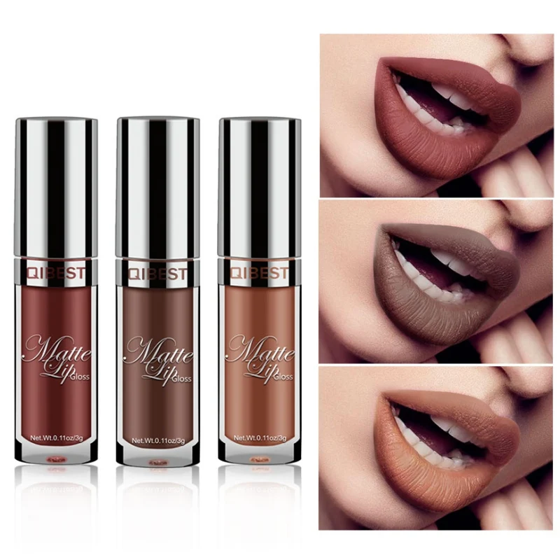 1PC Waterproof Lip Gloss Long-lasting Lip Gloss Pigment Dark Purple Black Red Velvet Matte Liquid Lipstick Lip Makeup