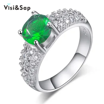 

Visisap 4 Color Birth Stone Color Wedding rings For Women AAA cubic zirconia size 5-10 Engagement Jewelry Drop Shipping VSR024