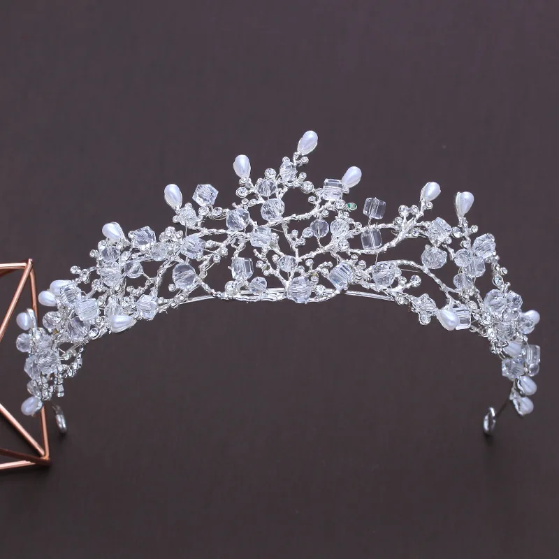 Handmade Beaded Tiara Headband Rhinestone Crown Wedding Party Headpiece Hair Accessories for