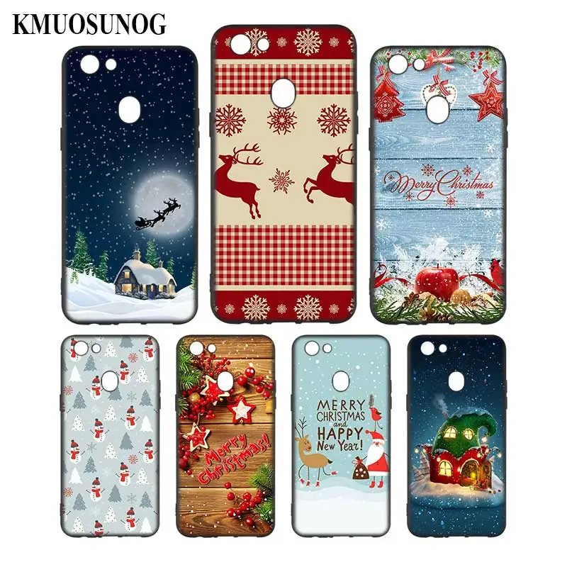 

Silicone Phone Bag For OPPO F5 F7 F9 A5 A7 R9S R15 R17 Black Soft Silicone Phone Case New Year Christmas Gifts Style