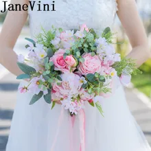 JaneVini элегантный розовый свадебный букет с перьями искусственный букет невесты цветок для невесты Свадебный Жених цветок Mariage Deco
