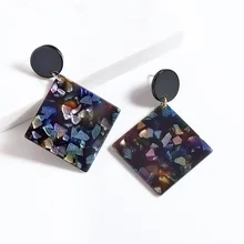 

Cute Candy Color Women Earrings Fashion Jewelry Boho Tortoiseshell Acetate Board Acrylic Eardrop Square oorbellen pendientes
