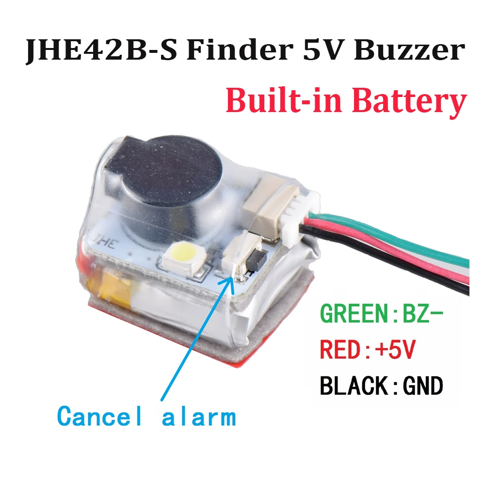 

JHE42B-S Finder 5V Super Loud Buzzer Tracker 100dB with LED Buzzer Alarm Built in battery For RC FPV Drone Flight Controller