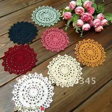 Хлопок ручной работы салфетка коврики на высоком каблуке 11 см, вязаный крючком коврик, coaster, 20 шт./лот 7 видов цветов вы можете застежками; CD019
