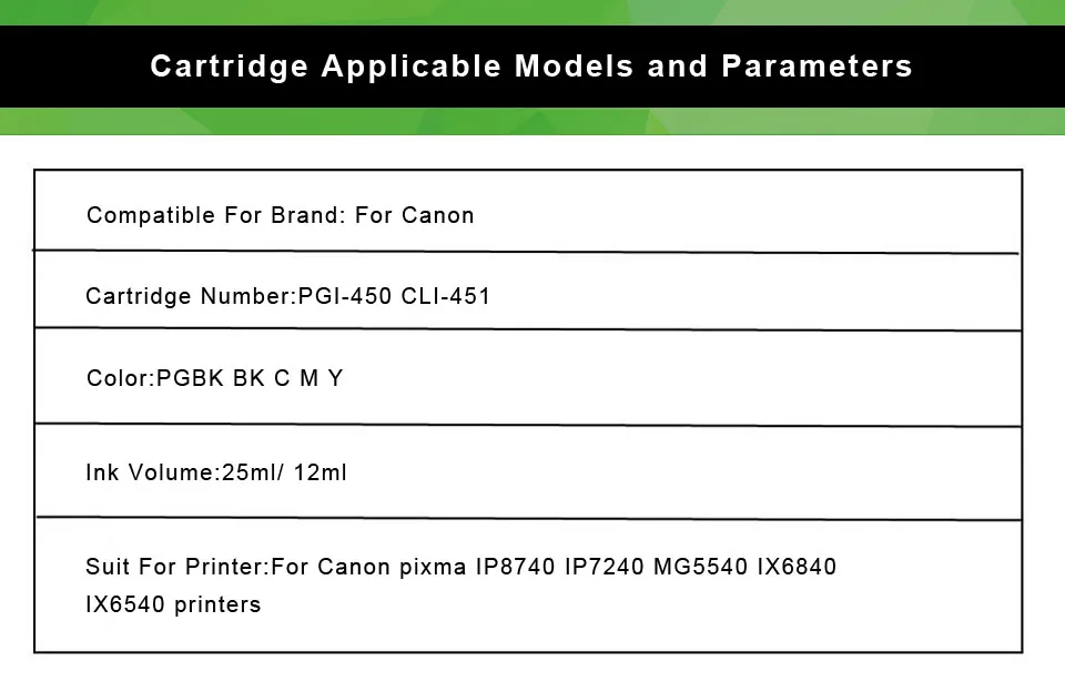 PGI450 для Canon чернильные картриджи принтер PGI-450 CLI-451 полный с чернилами для Canon Pixma IP8740 IP7240 MG5540 IX6840 IX6540 принтер