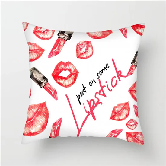 Fuwatacchi макияж стиль ручная роспись Чехлы для подушек поцелуй Губная помада розовая наволочка для дивана украшение для домашнего стула наволочки - Цвет: PC05698