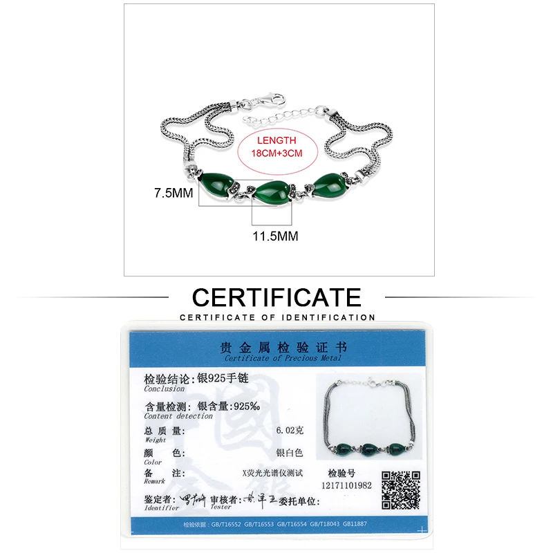 JIASHUNTAI Ретро 925 серебро халцедон Агат браслеты из цветных камней для женщин тайское серебро ювелирные изделия подарок