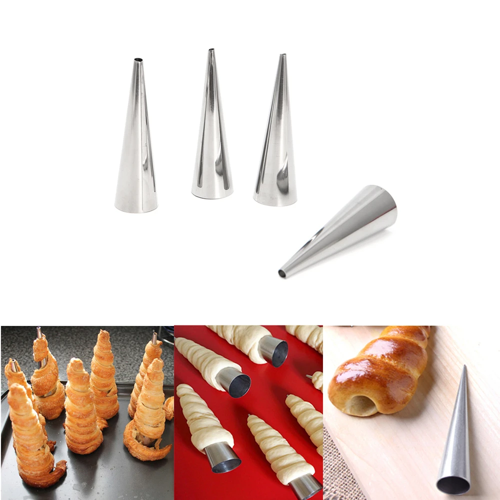 

1 PC Stainless Steel DIY Baking Cone Spiral Baked Croissant Pastry Roll Cake Bread Mold Baking Supplies C42
