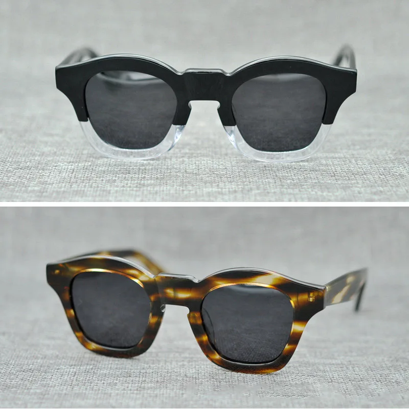 

Cubojue Vintage Mens Sunglasses Polarized Sun Glasses for Man Thick Acetate Steampunk Eyewear Black Tortoise Retro Punk Style