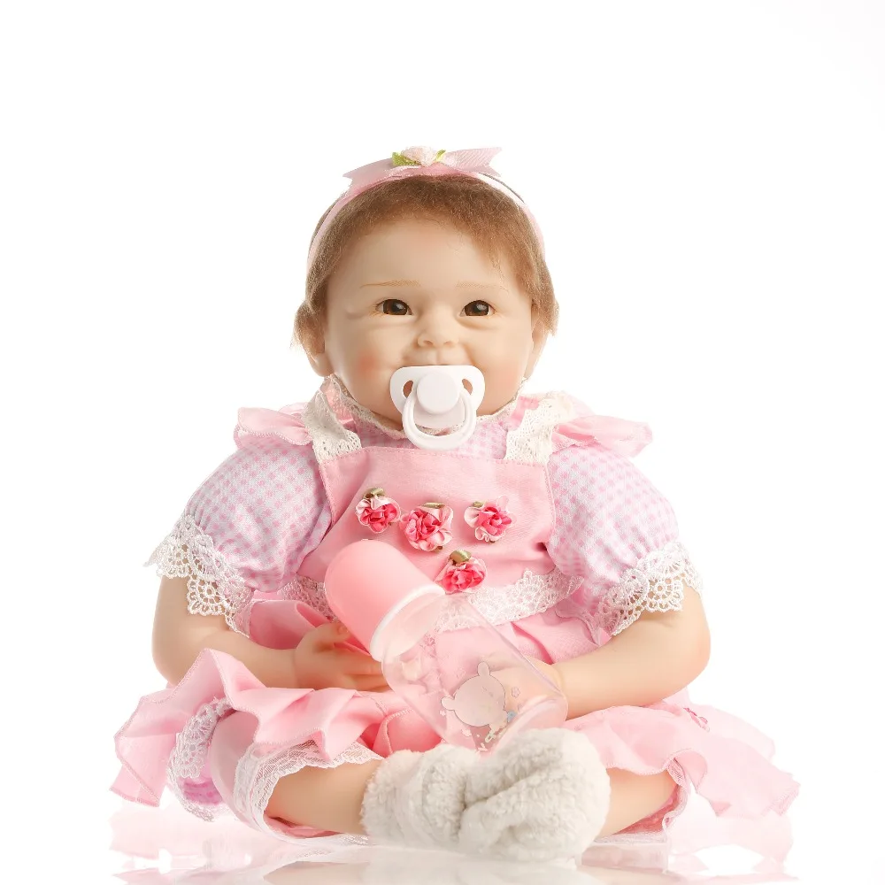 

SanyDoll 22inch 55cm Realistic Reborn Baby Doll Hair Rooted Soft Silicone Lifelike Doll Girl XMAS Gift