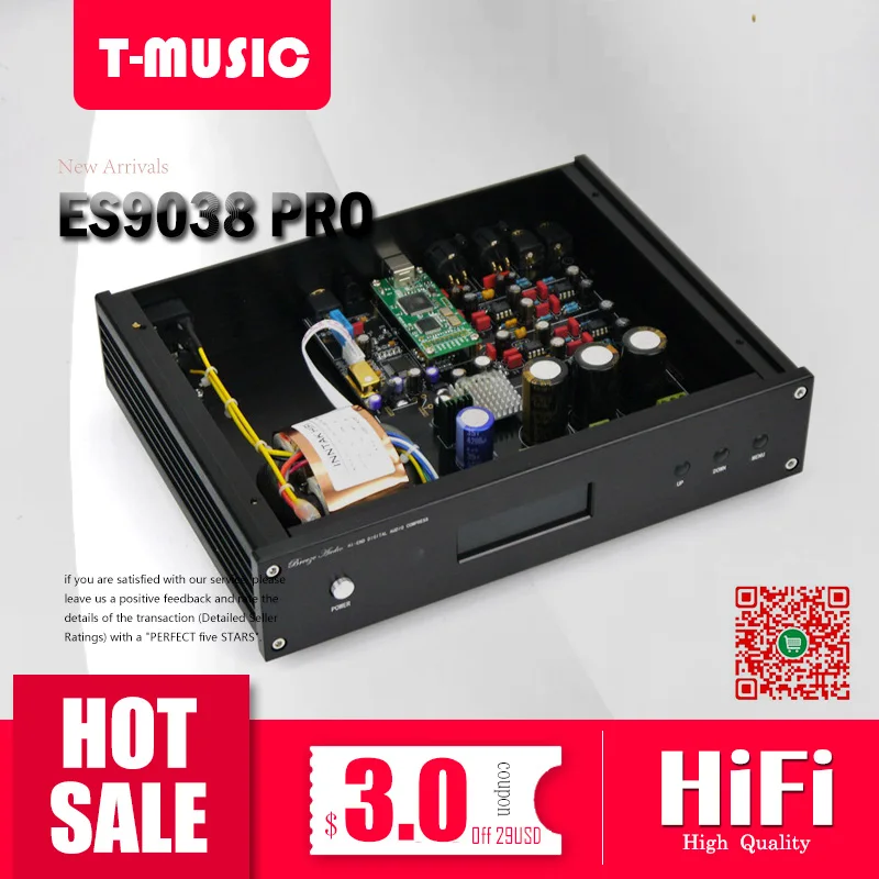 Топ ES9038 ES9038PRO ЦАП Декодер поддержка XMOS/Amanero ies USB 32 бит/384 K DSD XLR сбалансированный
