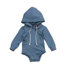 Одежда для малышей, небесно-голубой свитер с капюшоном для маленьких мальчиков, топы Комбинезон спортивный костюм, одежда