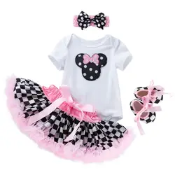 Для маленьких девочек с изображением Минни, Мышь Комплекты одежды Новорожденные Девочки Малыши крестины Детский костюм для вечеринок для