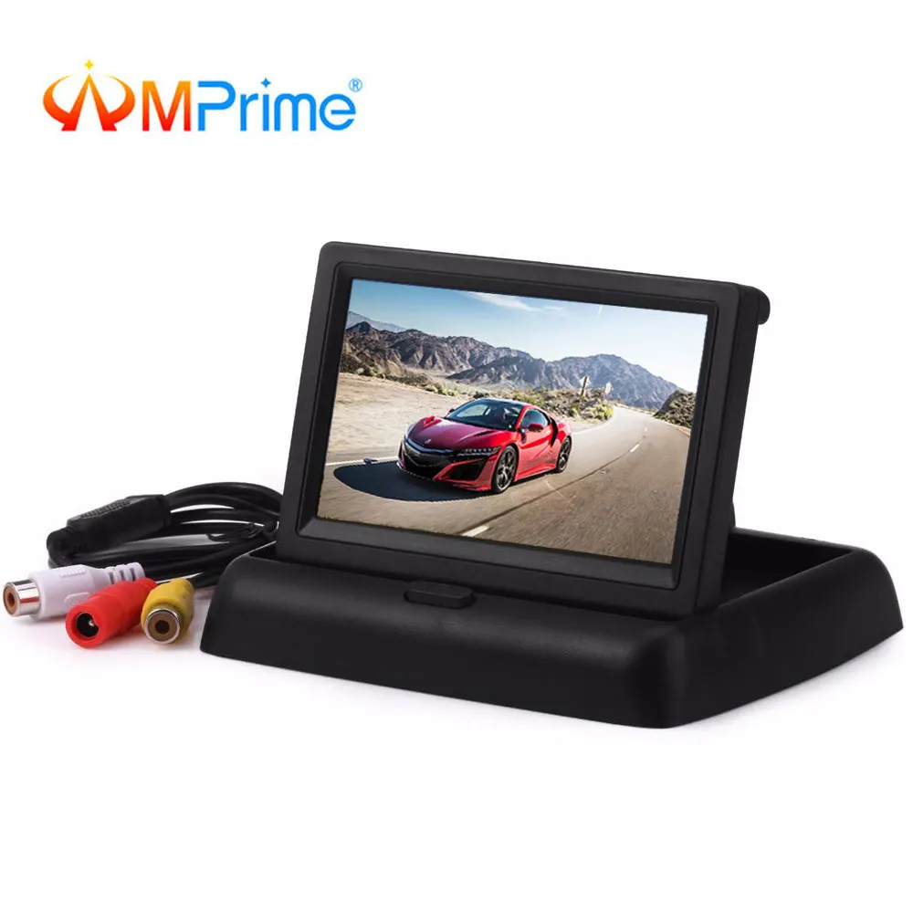 AMPrime 4 3 Foldable Car Rear View Monitor LCD TFT Display Screen 2 Way Video Input