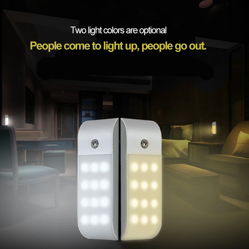 

USB Rechargeable Wall Light PIR Motion Closet Cabinet Corridor Wall Sconce Lamp 12LED Induction Sensor Lamp Bedroom Living Stair