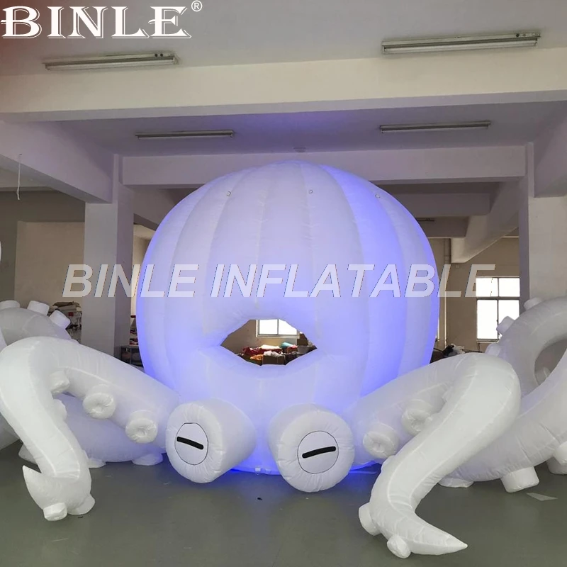 

Large white LED inflatable octopus dome tent inflatable DJ booth stage tent for outdoor event party decoration