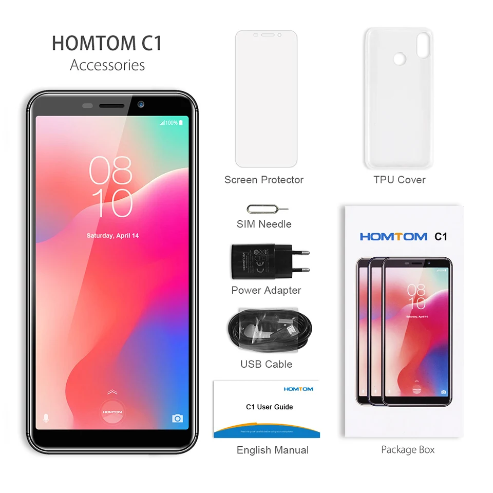 Original Global Version HOMTOM C1 Smartphone Android 8.1 Camera Fingerprint 16GB 5.5 Inch Mobile Phone Full Display 13MP 18:9 Di