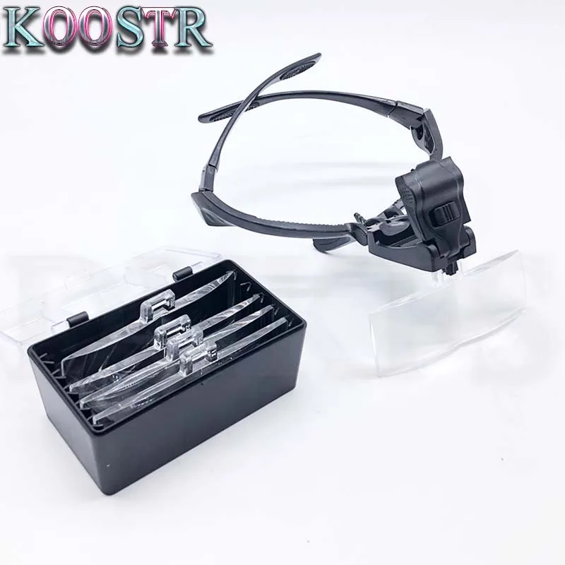 

1.0/1.5/2.0/2.5/3.5X 5Lens Bracket Headband Magnifier with 2LED Illumination Magnifying Glass For Reading Repair Optical Lens