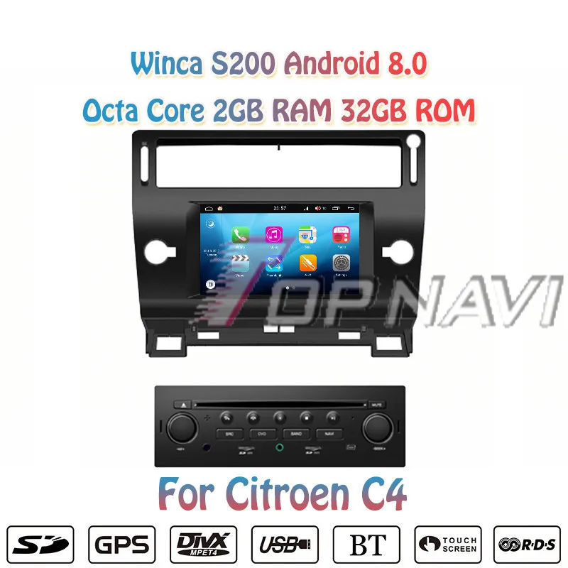 Sale Topnavi 7" S200 Octa Core Android 8.0 Car DVD Multimedia Player Video for Citroen C4 Stereo Radio GPS Navigation Autoradio 2 Din 1