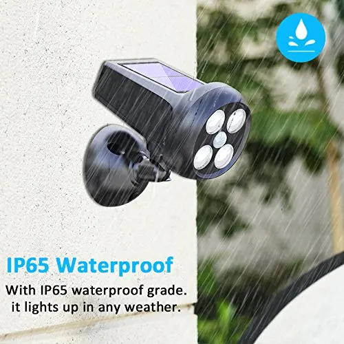 Garden Waterproof 360-Degree Rotatable 4LED Solar Motion Sensor Spot light Solar Panel for Path Porch Garden Path Wall Lights