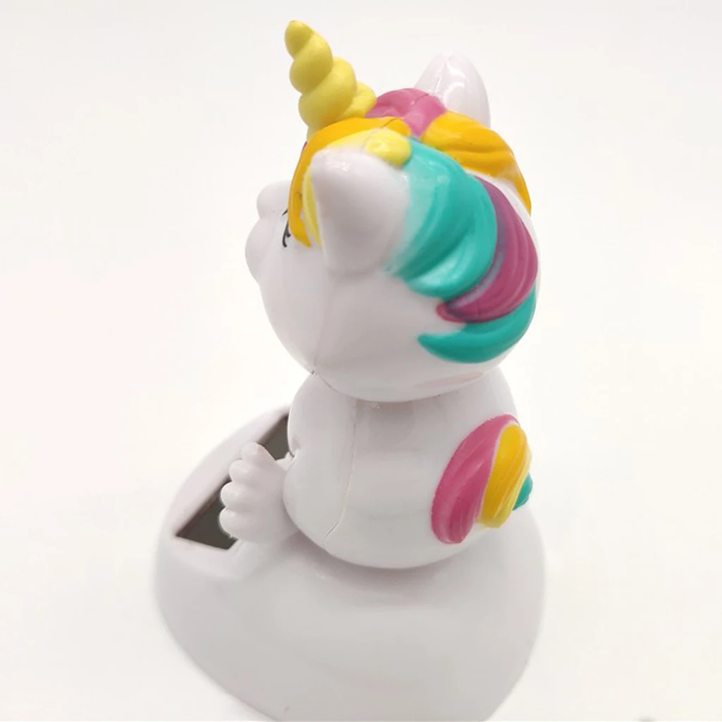  Unicorn Dashboard Ornament Solar Powered Bobble Head Cat Unicorn Nodding Doll   Cat Home Decoration