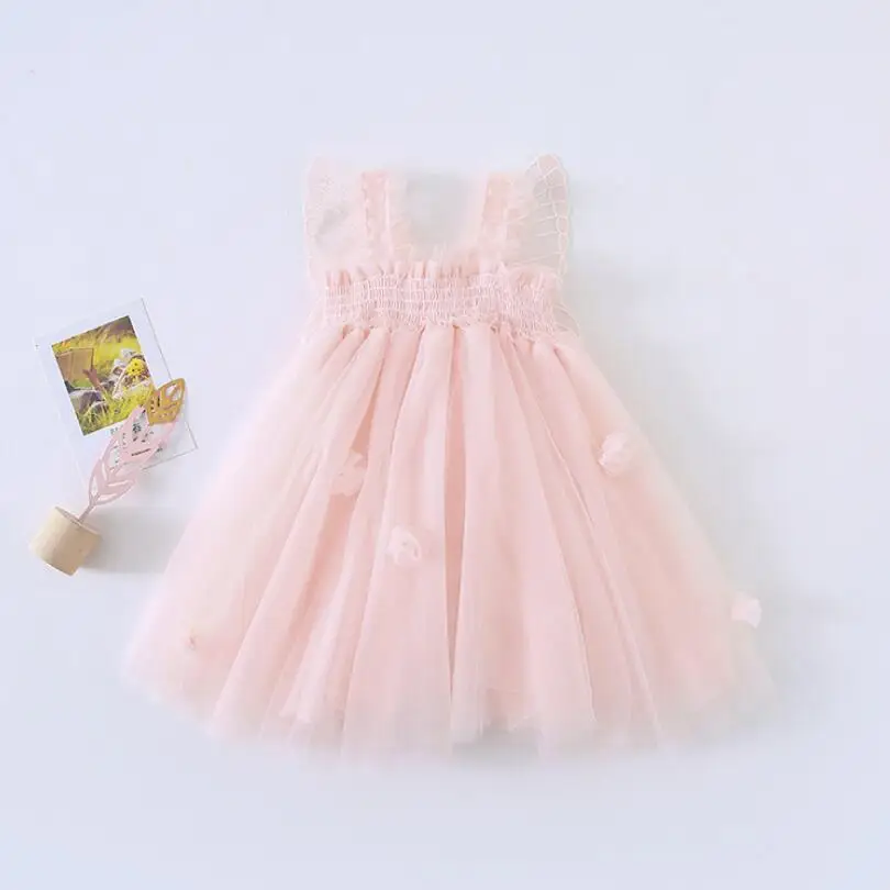 Летняя одежда для маленьких девочек Сетчатое платье принцессы с крыльями ангела для девочек детские праздничные Свадебные платья для девочек, костюм