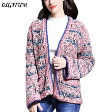 Ранняя осень новые модные женские короткие пальто высокого качества небольшой аромат тонкий полосатый вязаный Дамский кардиган свитер куртка