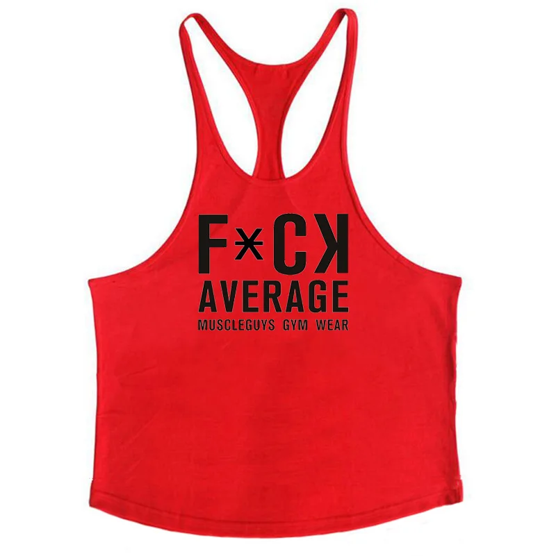 Muscleguys спортивная одежда для фитнеса Canotta для бодибилдинга майка для мужчин Y назад жилет хлопковая рубашка без рукавов майка - Цвет: Красный
