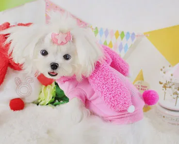 Милый кролик зимний теплый жилет для собак толстовки для собак хлопковая одежда для собаки Домашние животные щенки кошка милая маленькая собачка одежда для Йоркского Мальтийского - Цвет: Розовый