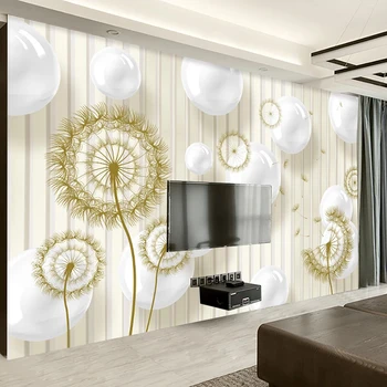 

Custom Wall Murals Wallpaper 3D Stereoscopic Circle Ball Dandelion Modern Living Room Sofa TV Background Photo Mural Sticker