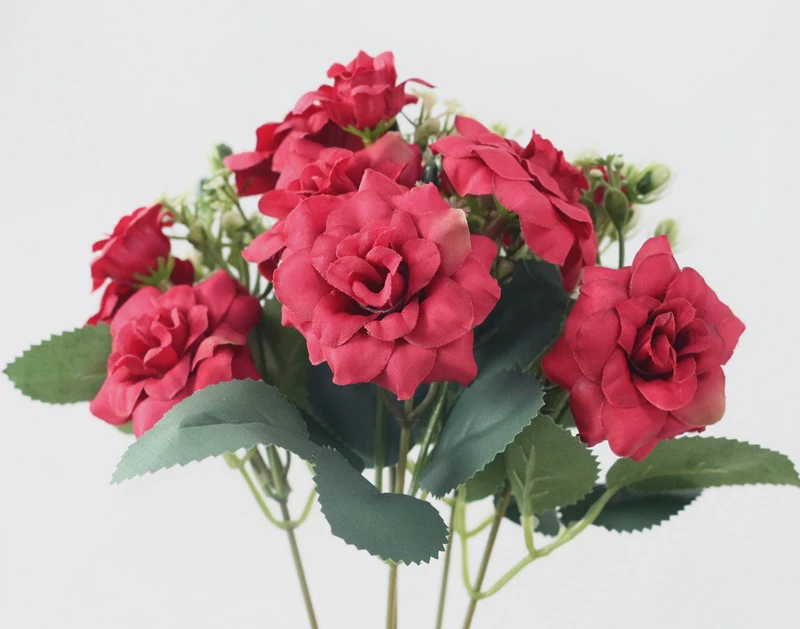 JAROWN Simulation Rose Flower Bouquet Artificial Silk Fake Flowers For Wedding Decorations Home Garden Decor Fleur (12)
