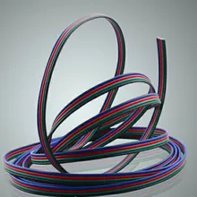 20 m / lot, 22 AWG tinned copper, 4 pin RGB cable, PVC insulated electric wire, cable LED