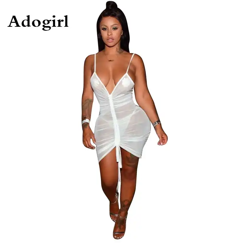 white sheer club dresses